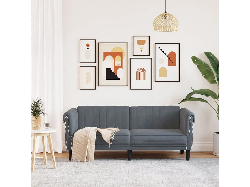 Canapé à 2 places gris foncé velours FR17047