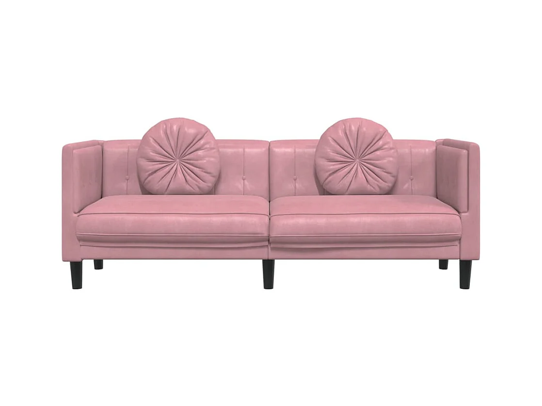 Canapé avec coussins 3 places rose velours FR87503