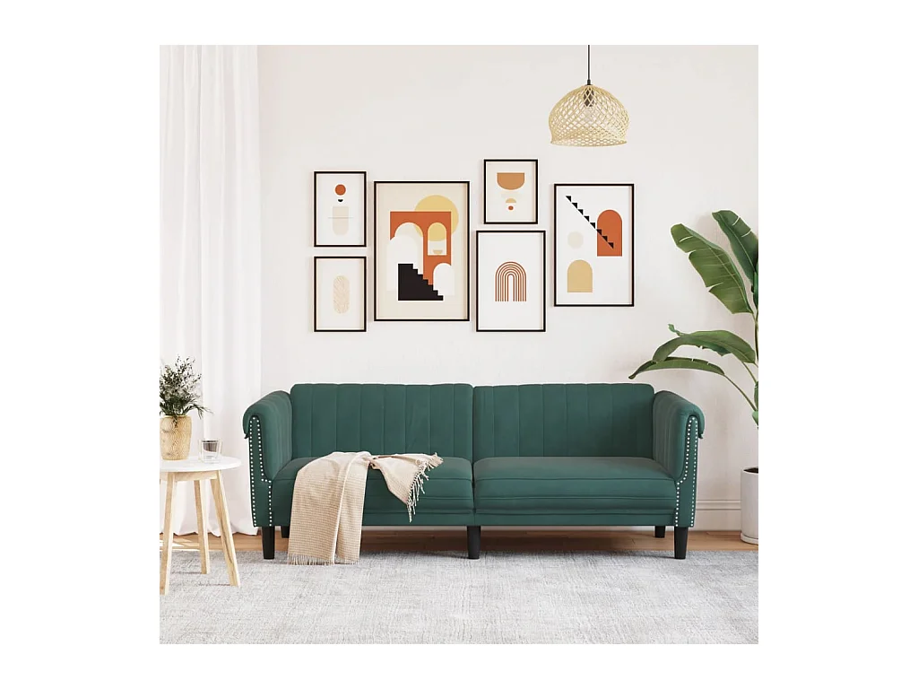 Canapé à 3 places vert foncé velours FR15715