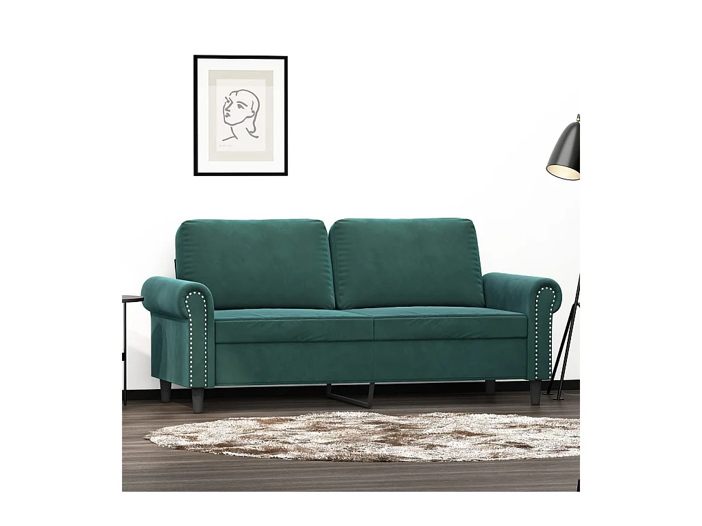 Canapé à 2 places Vert foncé 140 cm Velours FR37882