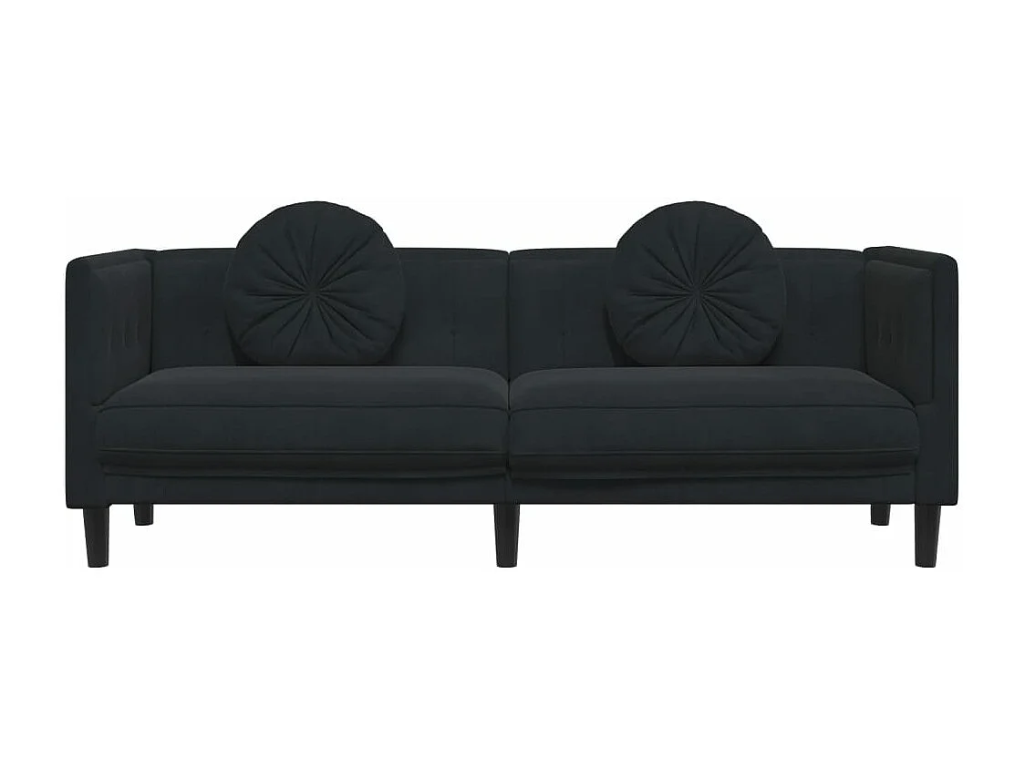 Bank met kussens 3-zits fluweel zwart BE946452