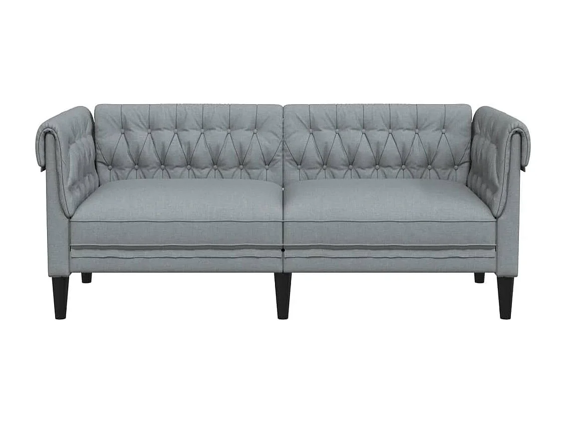 Canapé Chesterfield 2 places gris clair tissu FR59993