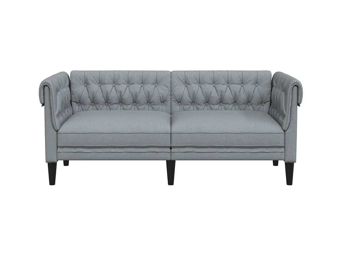 Canapé Chesterfield 2 places gris clair tissu FR59993