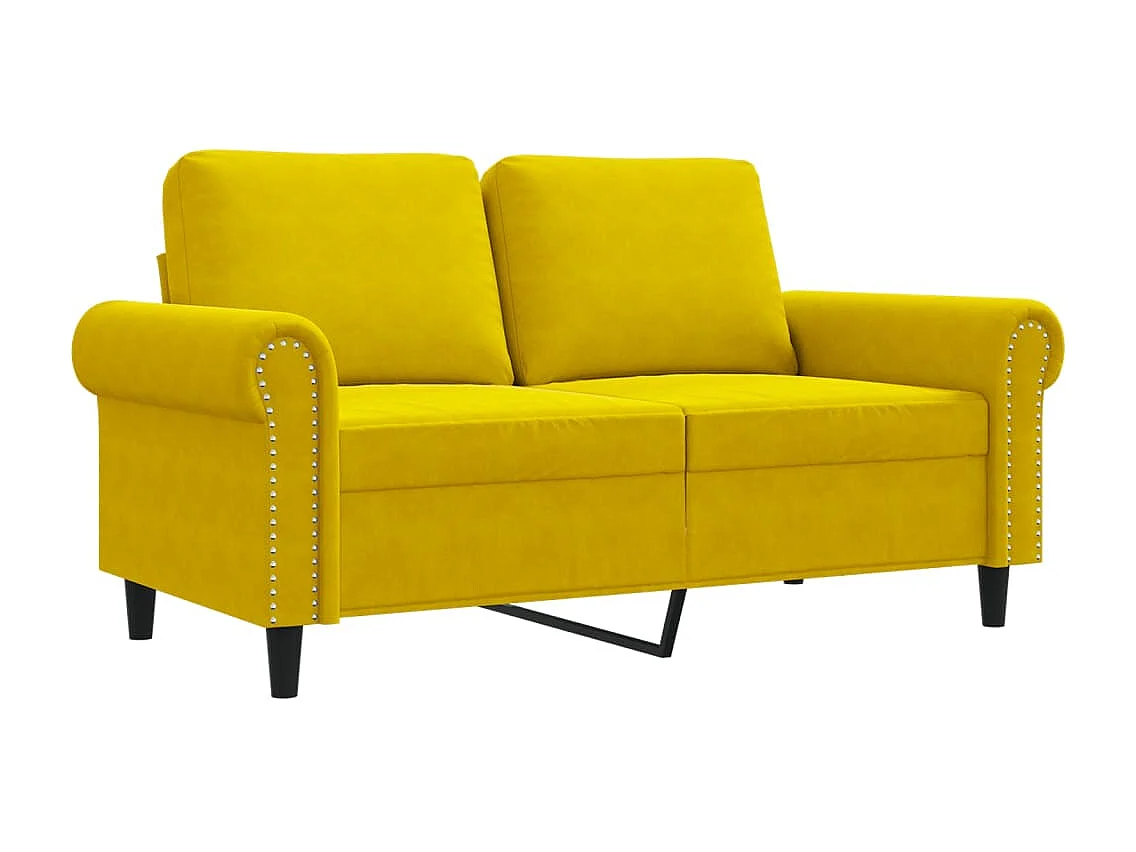 Canapé à 2 places Jaune 120 cm Velours FR80907