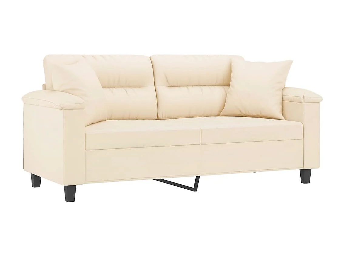 Canapé 2 places avec oreillers beige 140 cm tissu microfibre FR19220