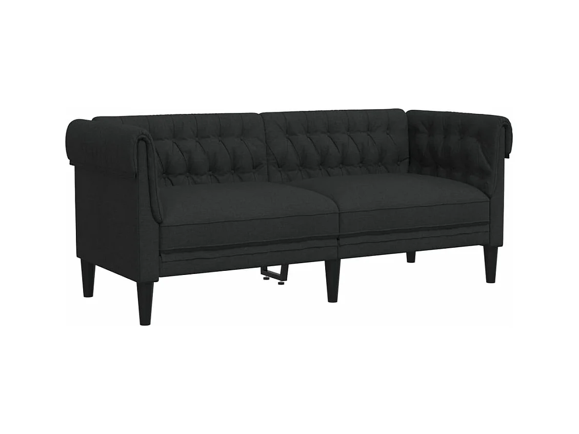 Canapé Chesterfield 2 places noir tissu FR10190