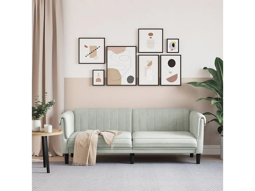 Driezitsbank fluweel lichtgrijs BE971783