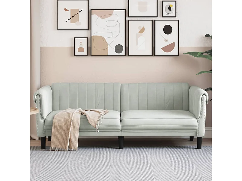 Canapé à 3 places gris clair velours FR80212