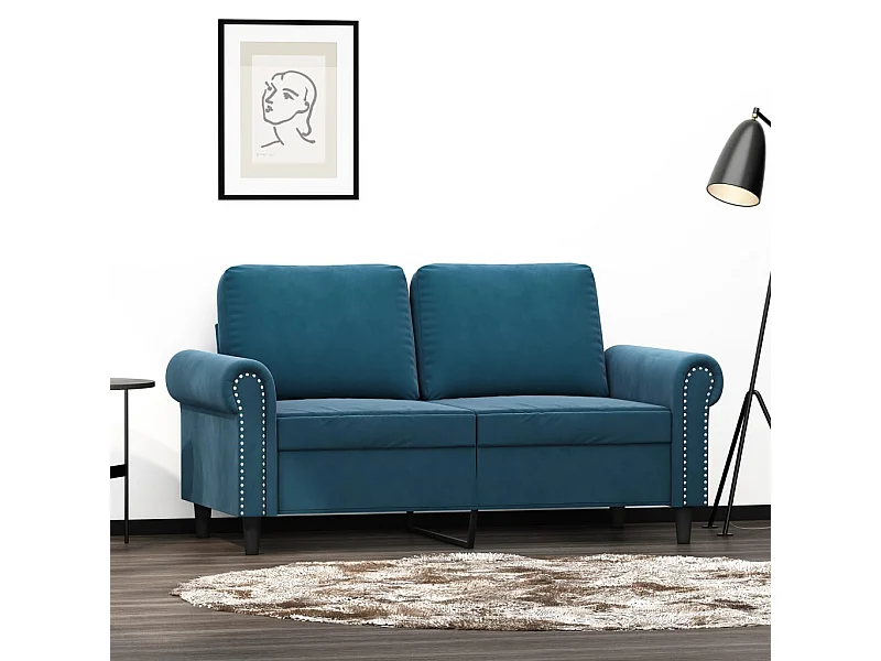 Canapé à 2 places Bleu 120 cm Velours FR94122