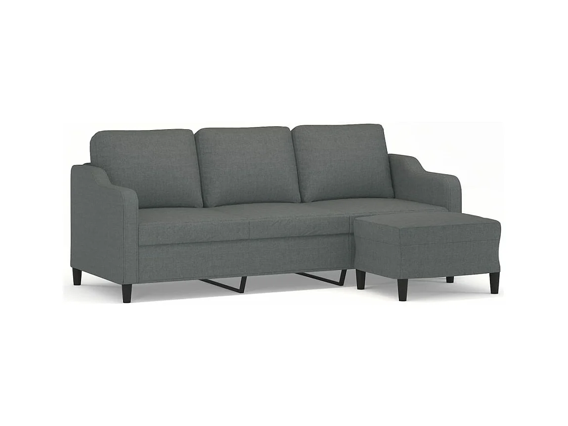 Canapé à 3 places avec repose-pieds Gris foncé 180 cm Tissu FR54174