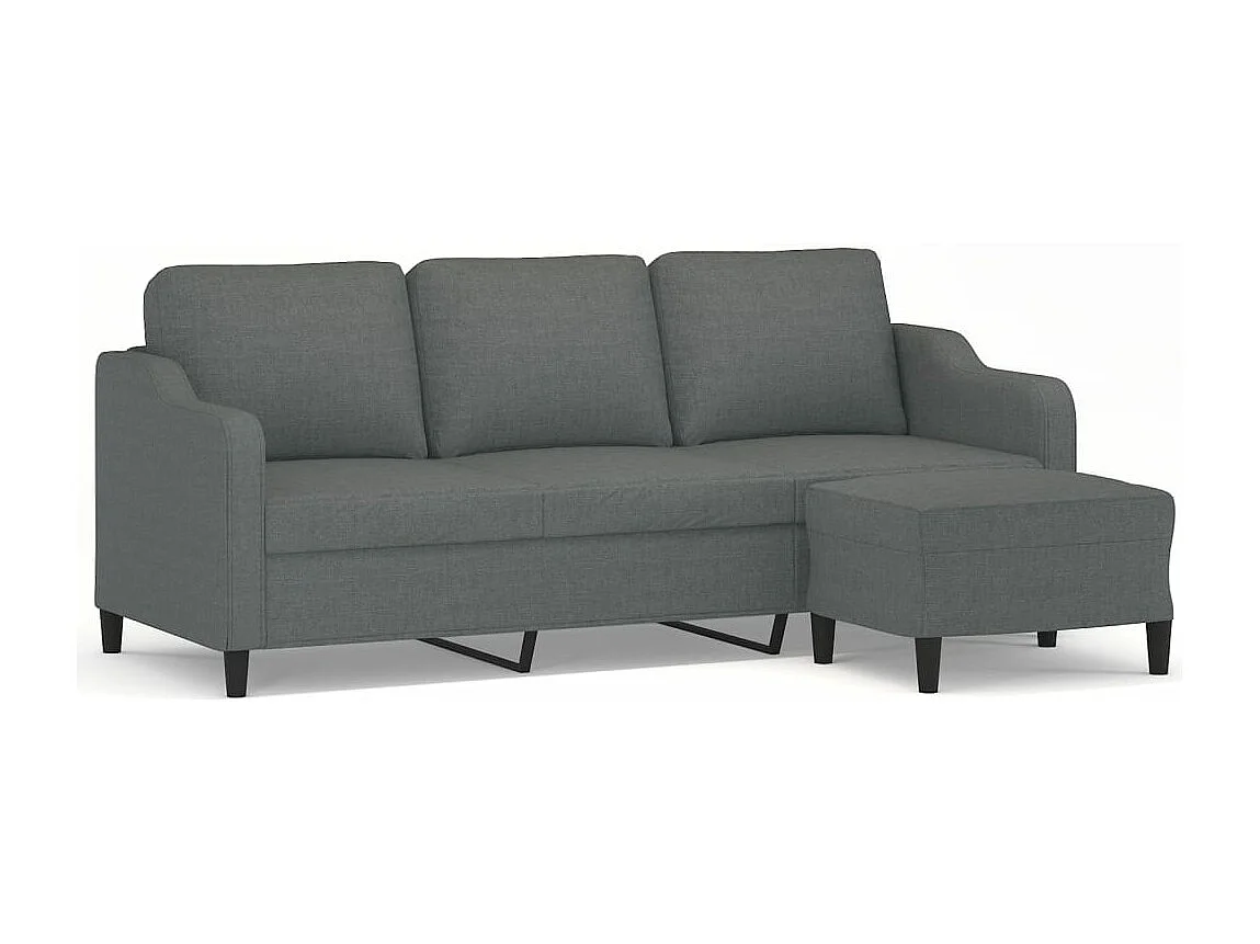Driezitsbank met voetenbank 180 cm stof donkergrijs BE557070