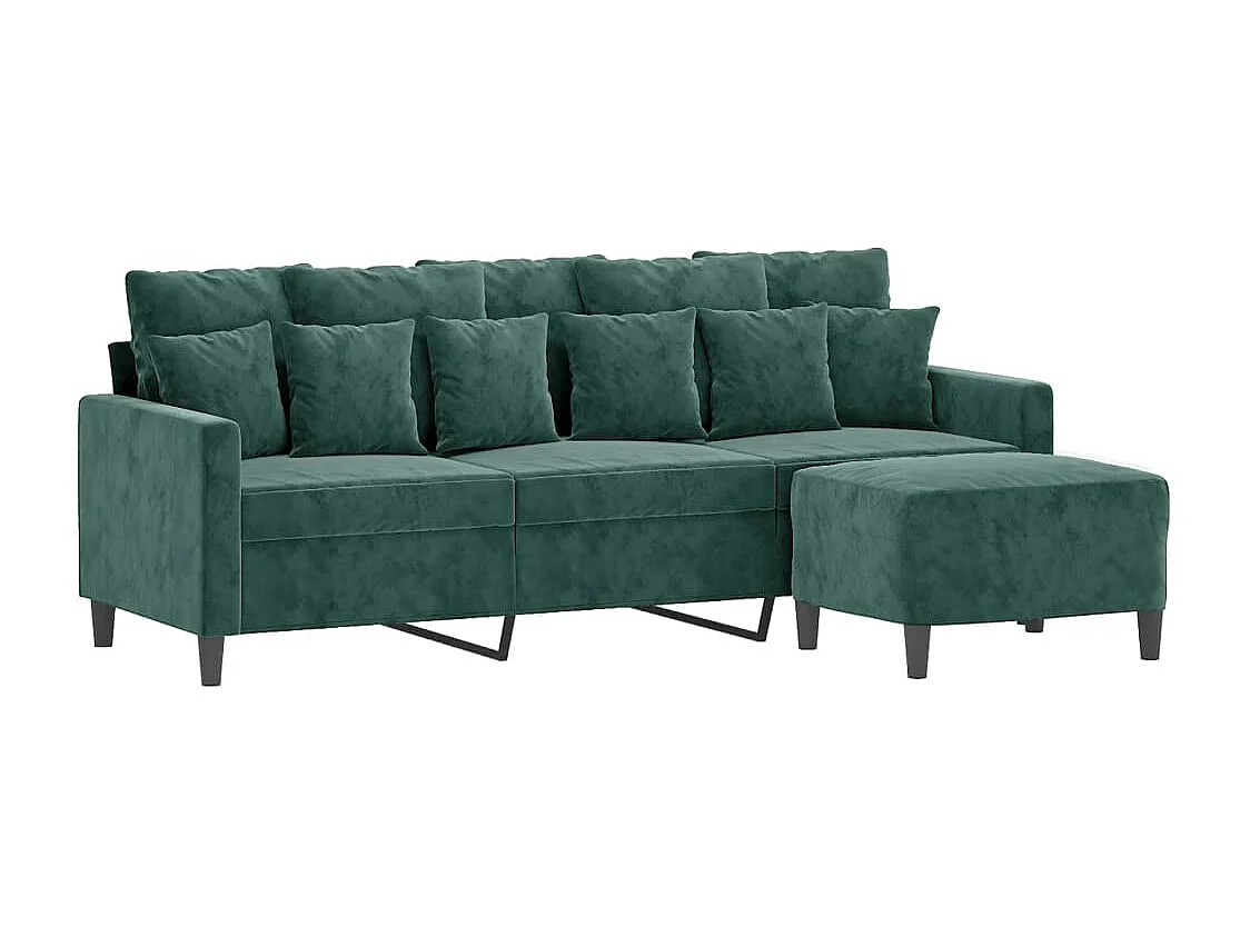 Canapé à 3 places avec repose-pieds Vert foncé 180 cm Velours FR55041