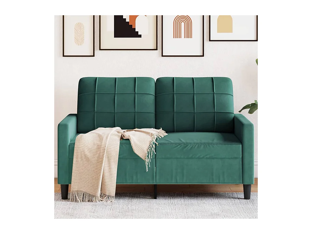 Canapé à 2 places Vert foncé 120 cm Velours FR15502