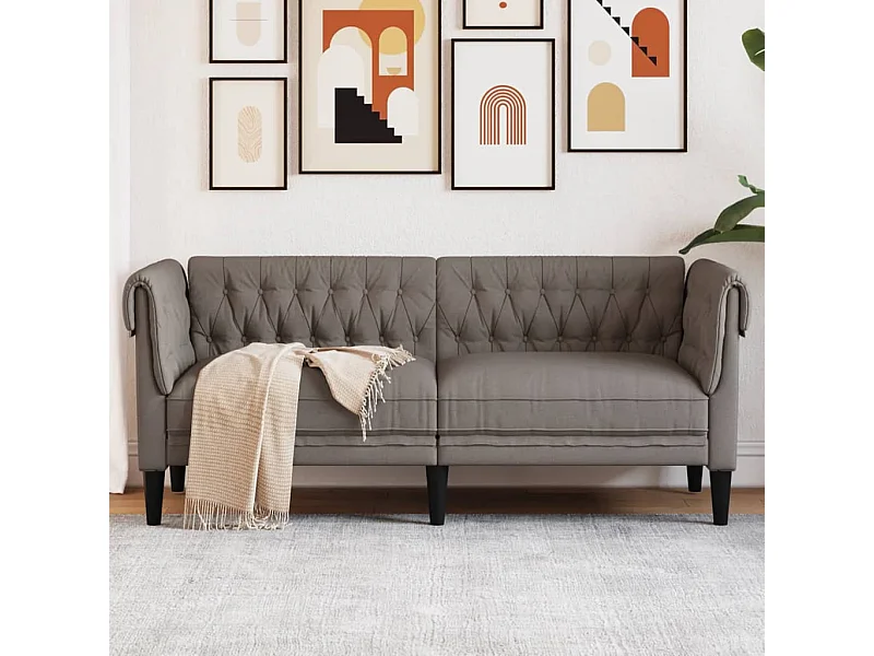 Canapé Chesterfield 2 places taupe tissu FR83988