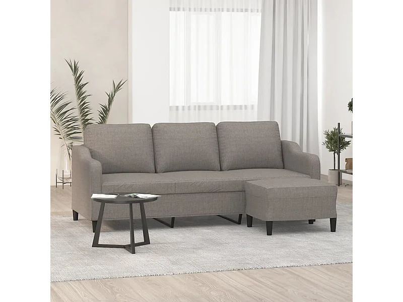 Sofá de 3 plazas con taburete de tela gris taupe 180 cm ES209925