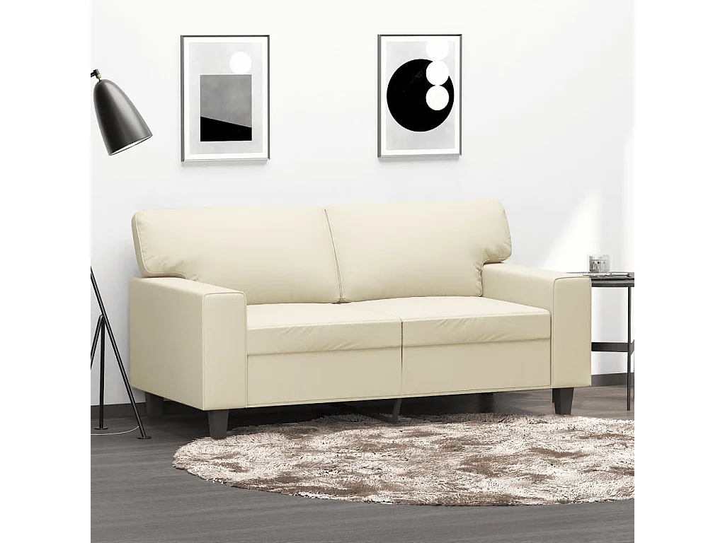 Canapé à 2 places Crème 120 cm Similicuir FR39781