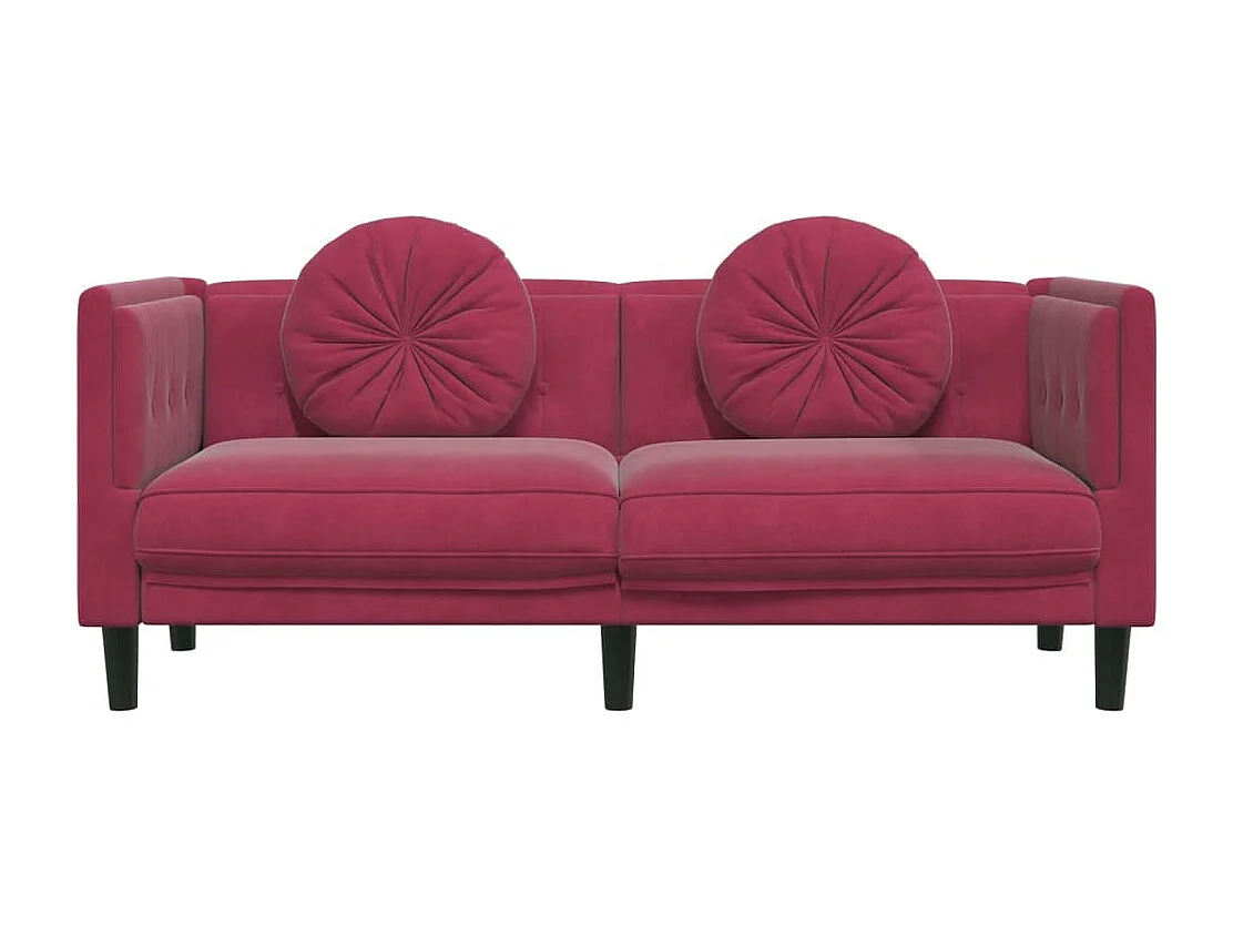 Canapé avec coussins 2 places rouge bordeaux velours FR37328