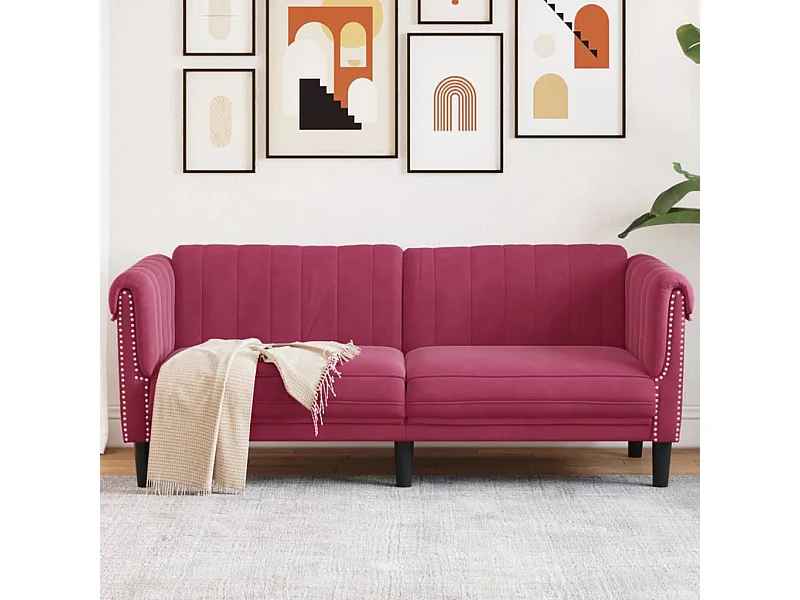 Canapé à 2 places rouge bordeaux velours FR65242