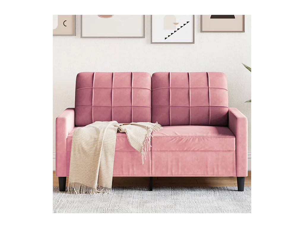 Canapé à 2 places Rose 120 cm Velours FR78417