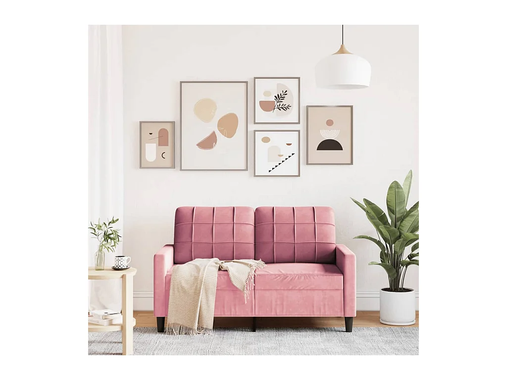 Tweezitsbank 120 cm fluweel roze BE260816