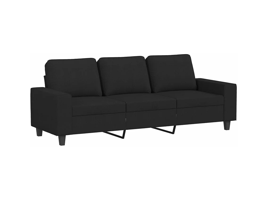 Canapé à 3 places avec repose-pieds Noir 180 cm Tissu FR10284