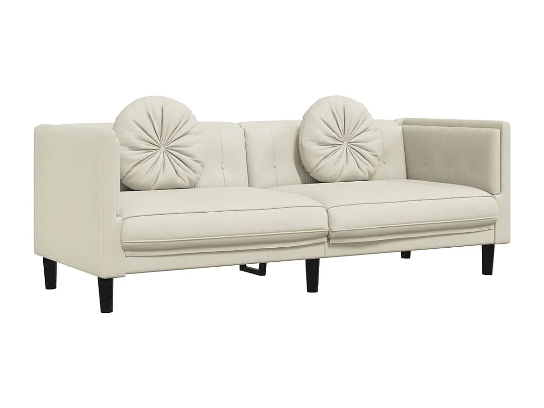 Canapé avec coussins 3 places crème velours FR52664