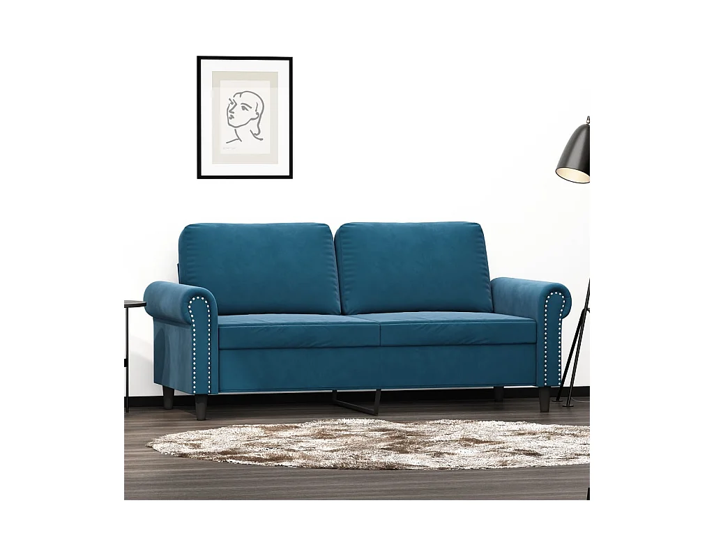 Canapé à 2 places Bleu 140 cm Velours FR74883