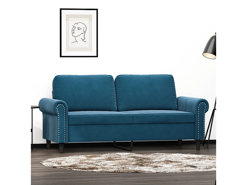 Tweezitsbank 140 cm fluweel blauw BE926186