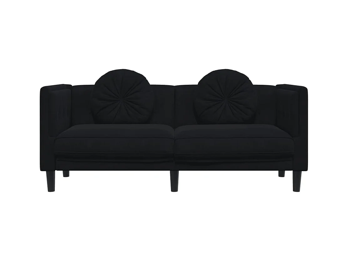 Canapé avec coussins 2 places noir velours FR15921