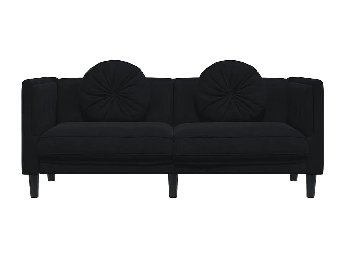 Bank met kussens 2-zits fluweel zwart BE369634