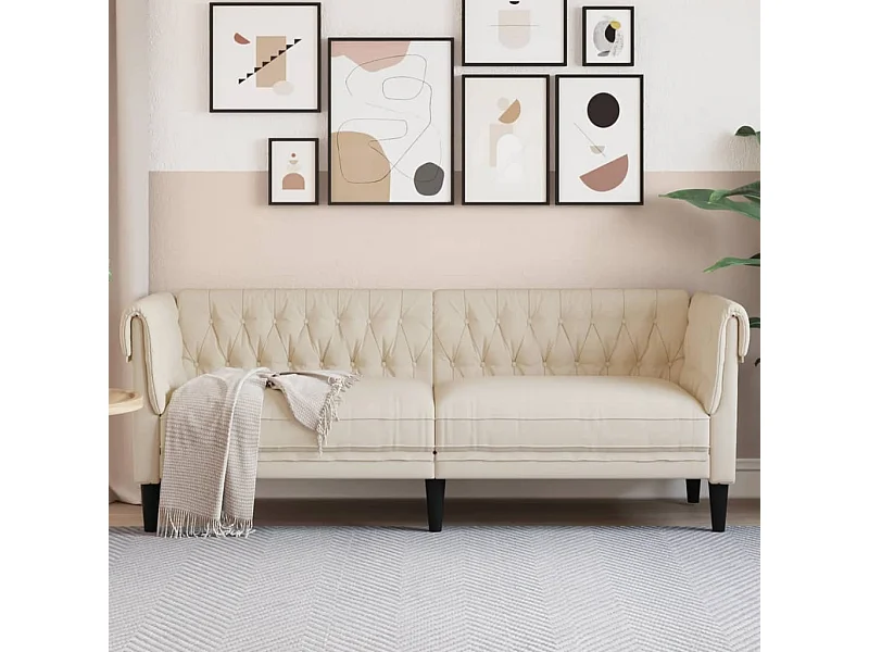 Driezitsbank Chesterfield-stijl linnen BE569036