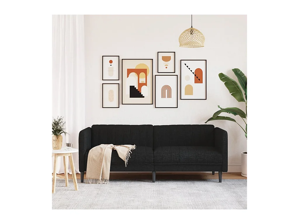 Sofá de 3 lugares tecido preto PT169208