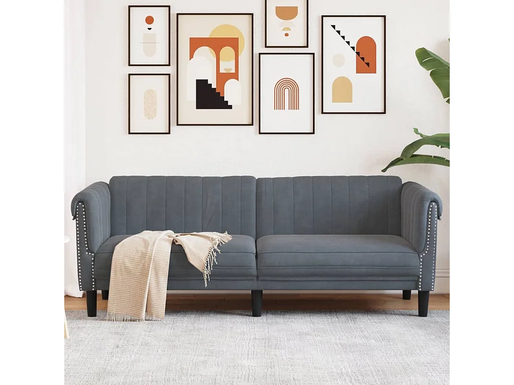 Driezitsbank fluweel donkergrijs BE599590