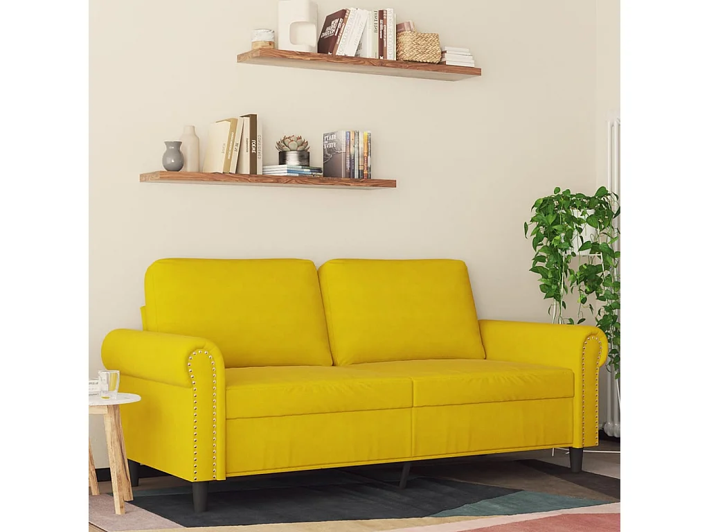 Canapé à 2 places Jaune 140 cm Velours FR95232