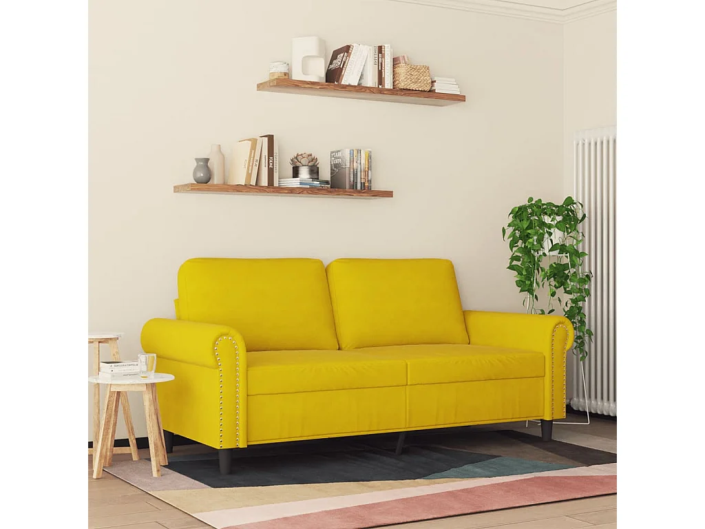 Canapé à 2 places Jaune 140 cm Velours FR95232