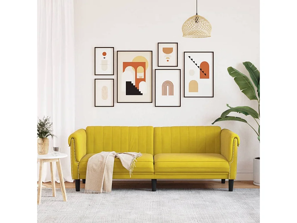 Sofá de 3 lugares veludo amarelo PT397199