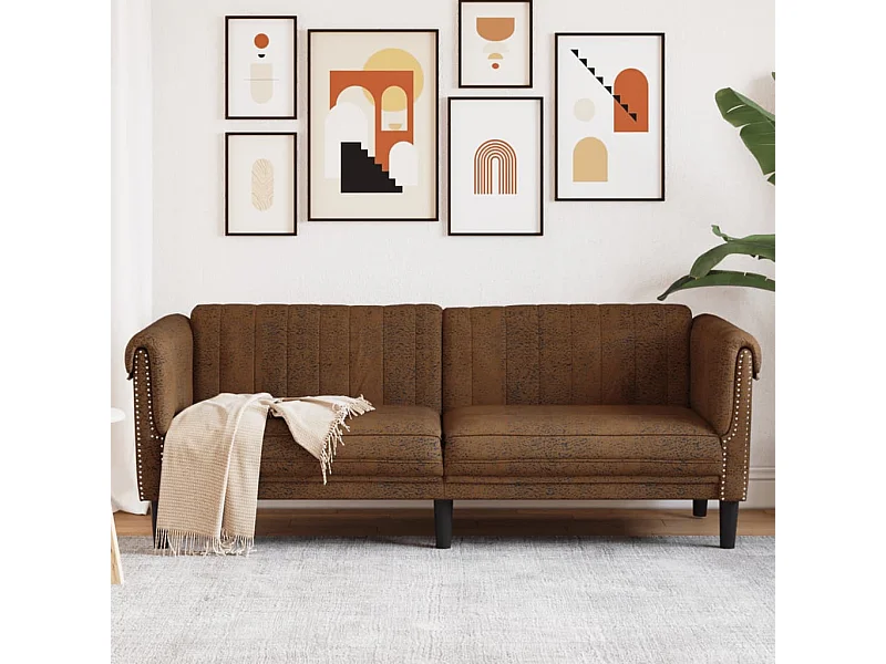 Driezitsbank kunstsuède bruin BE388174