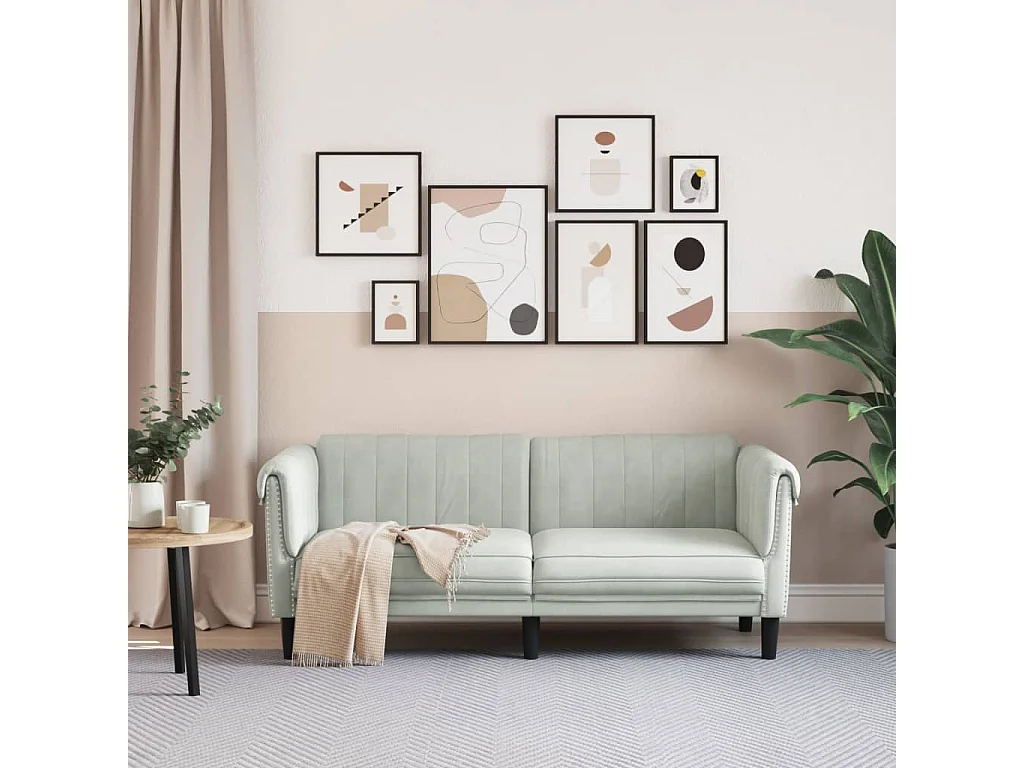 Canapé à 2 places gris clair velours FR22803