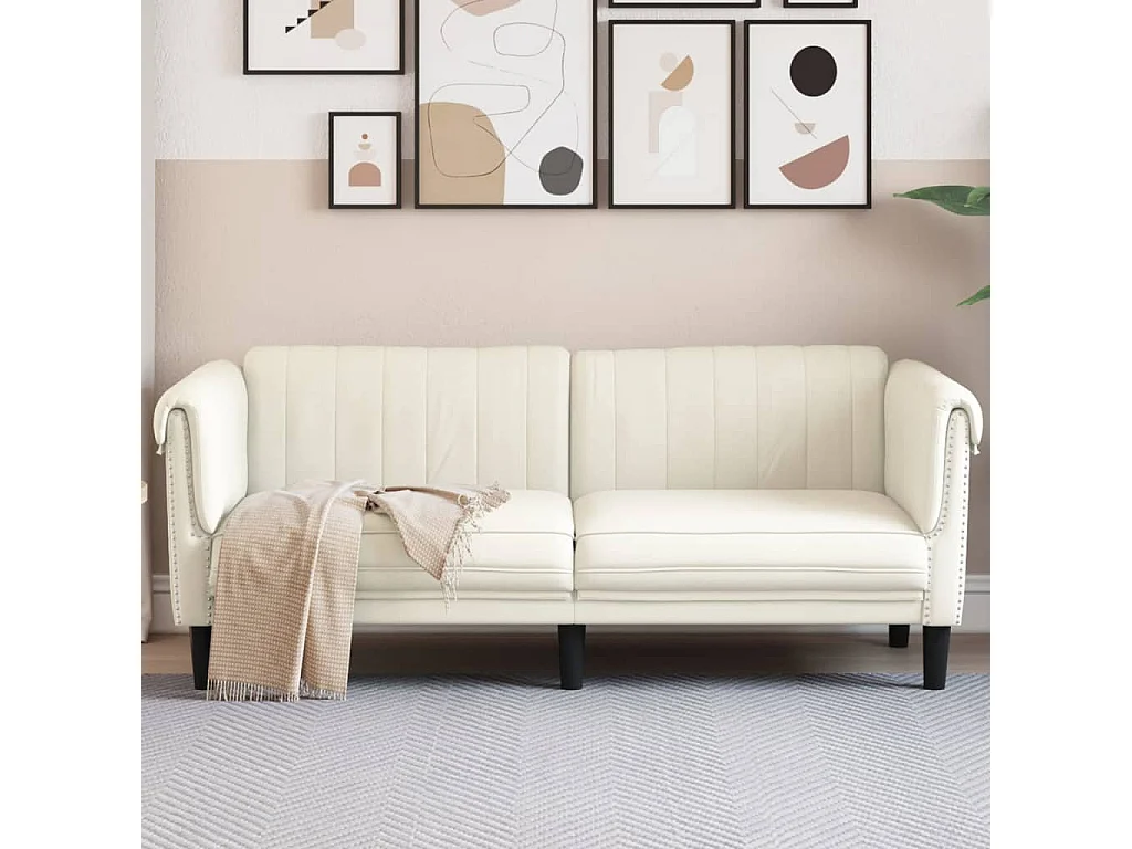 Sofá de 2 lugares veludo creme PT912725