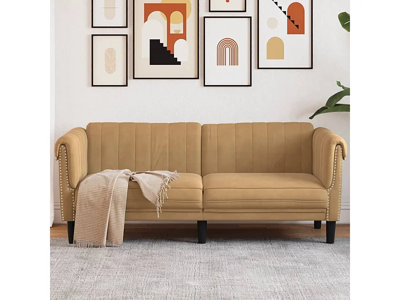 Sofá de 2 lugares camurça artificial castanho PT807620