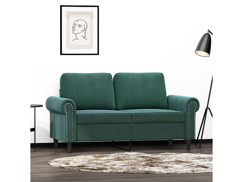 Sofá de 2 lugares 120 cm veludo verde-escuro PT676144