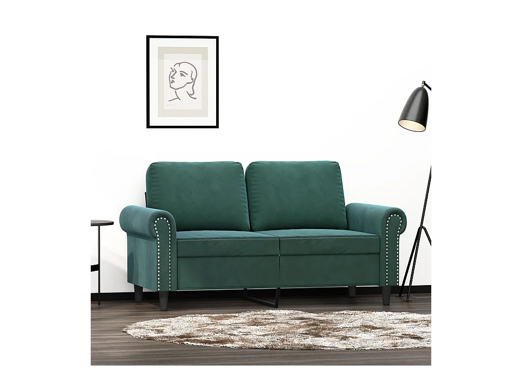 Canapé à 2 places Vert foncé 120 cm Velours FR69564