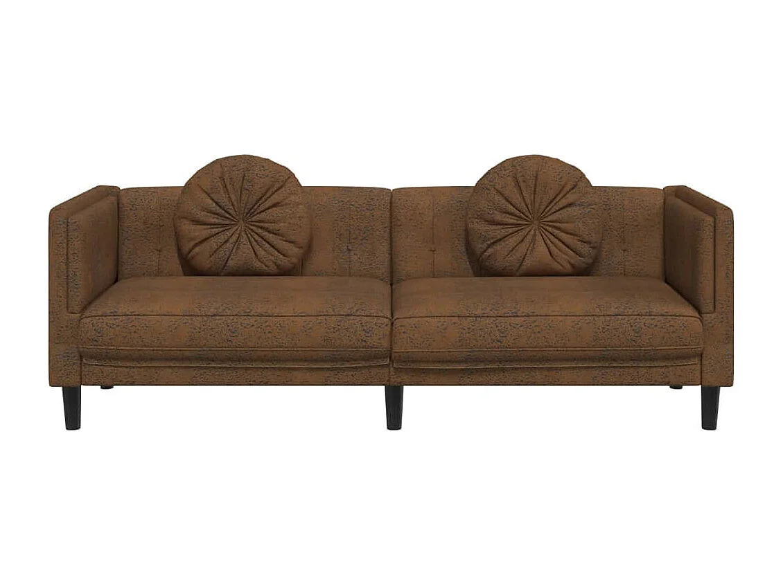 Canapé avec coussins 3 places marron velours FR35819