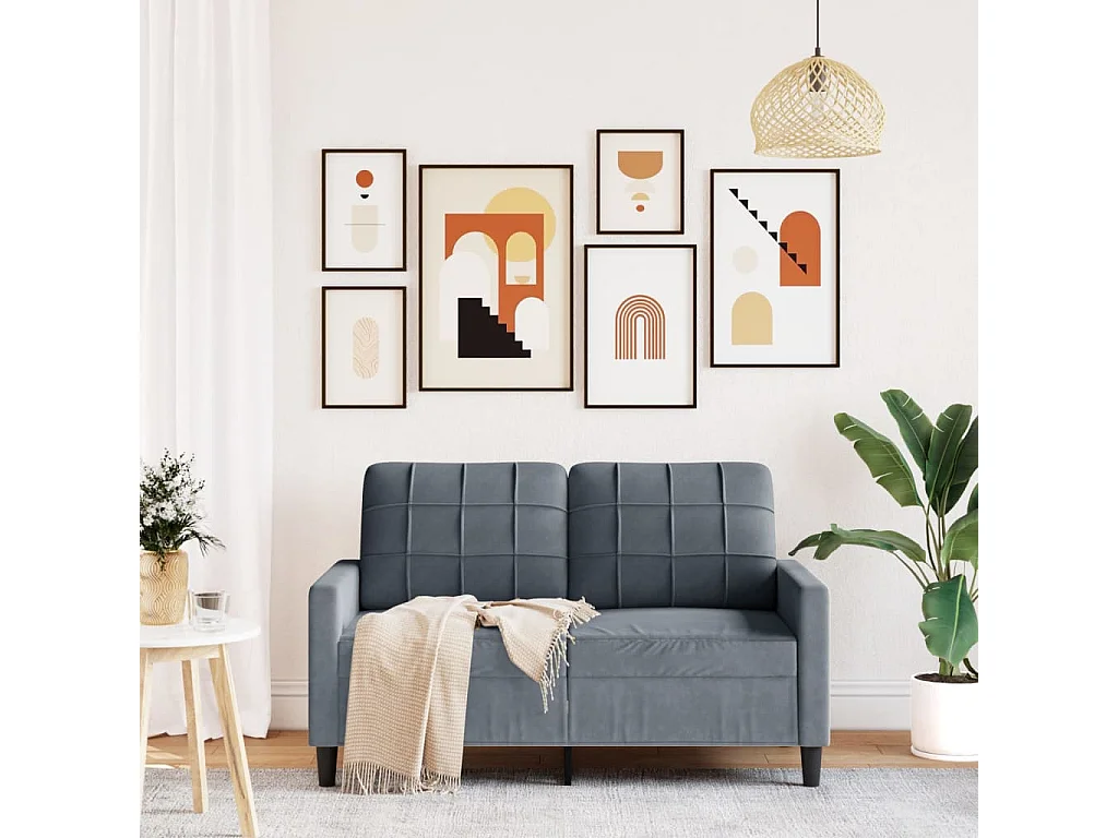 Canapé à 2 places Gris foncé 120 cm Velours FR80581