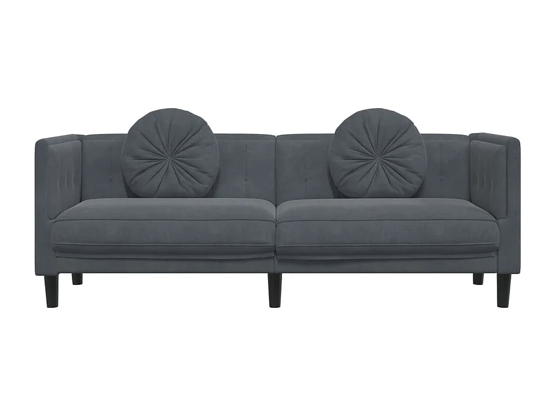 Canapé avec coussins 3 places gris foncé velours FR37610