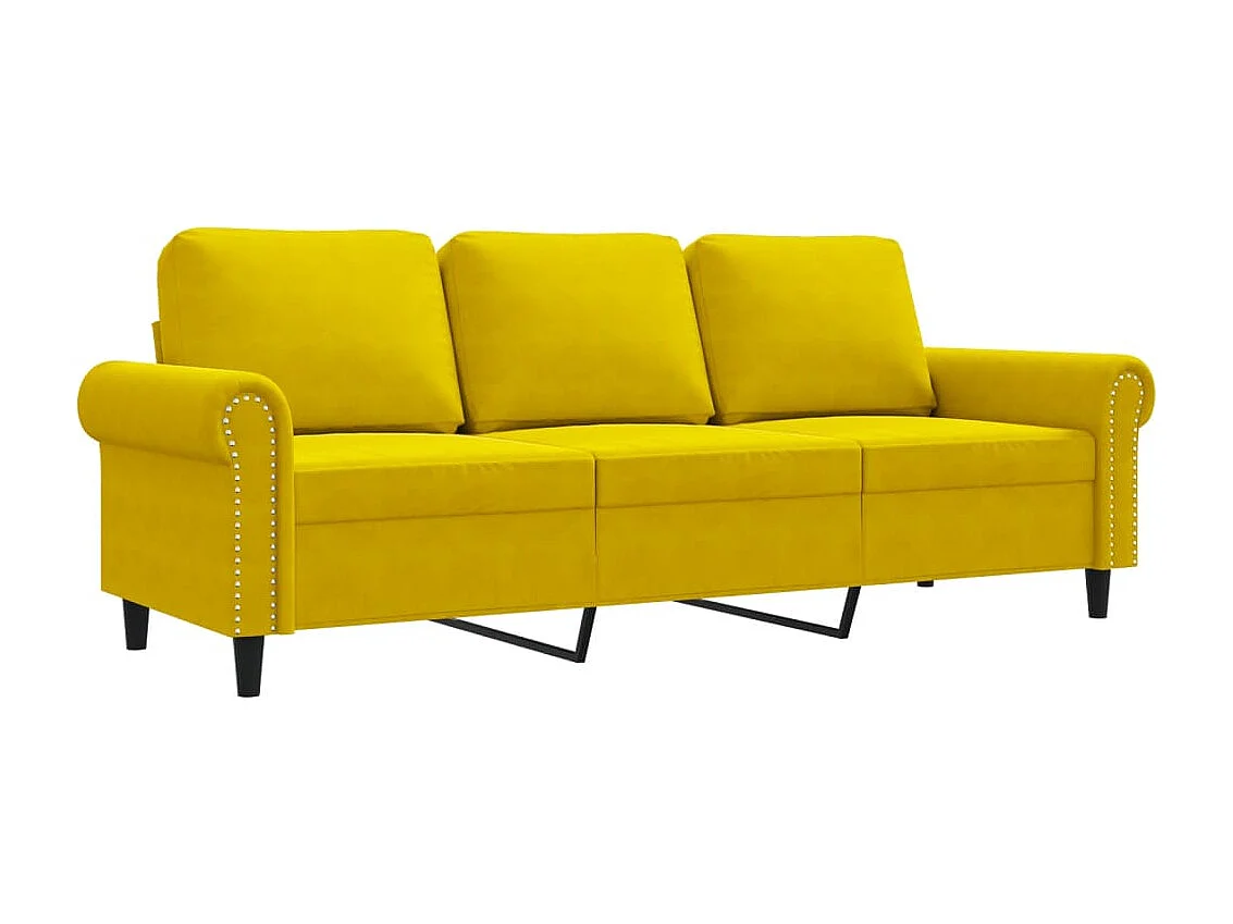 Canapé à 3 places Jaune 180 cm Velours FR78196