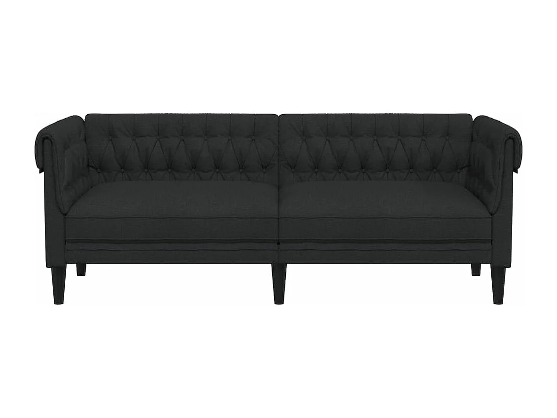 Sofá chesterfield 3 lugares tecido preto PT841941