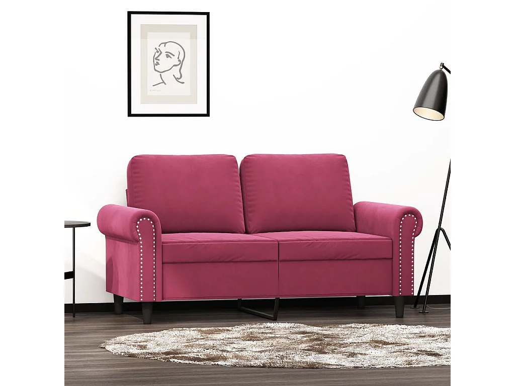 Sofá de 2 lugares veludo 120 cm vermelho tinto PT771260