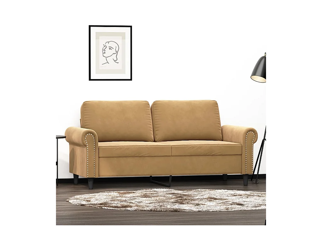 Canapé à 2 places Marron 140 cm Velours FR81011