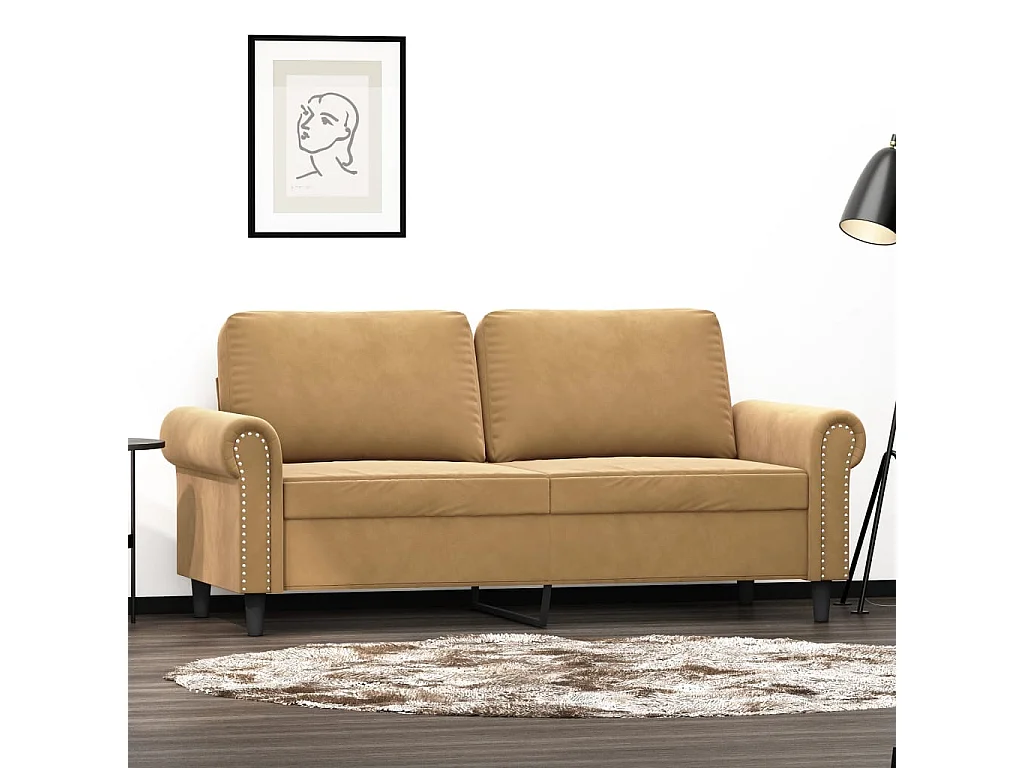 Canapé à 2 places Marron 140 cm Velours FR81011